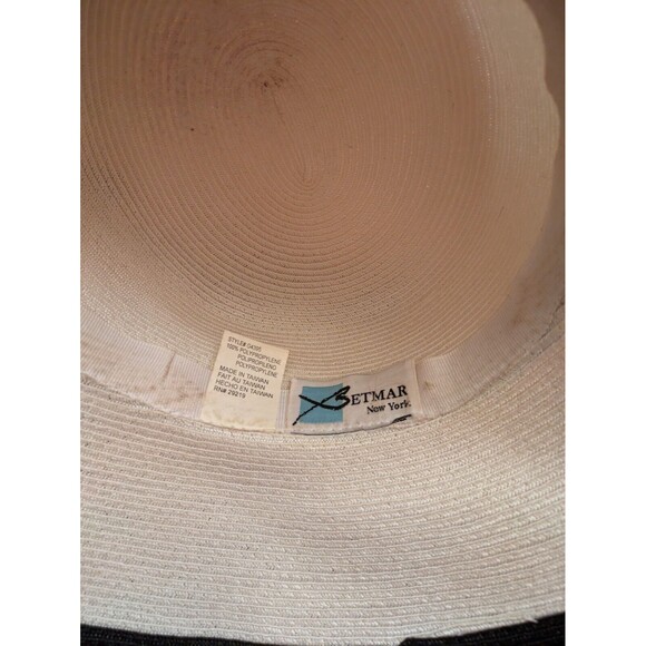 Betmar New York Vintage White 100% Straw Rolled Brim Roses Hat Style  G4395 main image 7